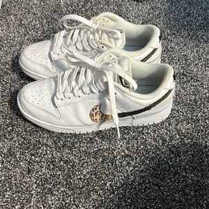 Nike White Sneakers with Leopard Print Accent